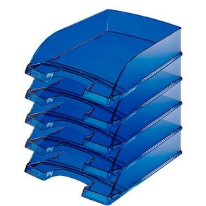 LEITZ® Ablagekorb Standard 5226, Kunststoff, 5 Stück, transparent blau LEITZ® Ablagekorb Standard 5226, Kunststoff, 5 Stück, transparent blau