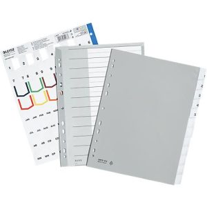 LEITZ Kunstoffregister mit Fenstertaben, DIN A4, 12 Blatt, Nr. 1274