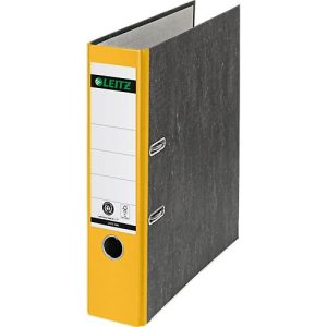 LEITZ® Ordner 1080, DIN A4, Rückenbreite 80 mm, Griffloch, geklebtes Rückenschild, Hartpappe, 1 Stück, gelb LEITZ® Ordner 1080, DIN A4, Rückenbreite 80 mm, Griffloch, geklebtes Rückenschild, Hartpappe, 1 Stück, gelb