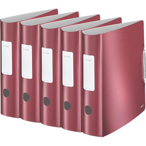 LEITZ® Ordner Active Style, DIN A4, Rückenbreite 82 mm, 5 Stück, granat rot
