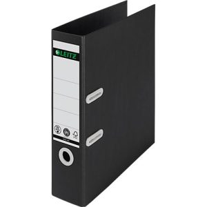 LEITZ® Ordner Recycle, DIN A4, Rückenbreite 80 mm, 180°-Hebelmechanik, Rückenschild & Griffloch, zu 100 % recycelbar, schwarz LEITZ® Ordner Recycle, DIN A4, Rückenbreite 80 mm, 180°-Hebelmechanik, Rückenschild & Griffloch, zu 100 % recycelbar, schwarz