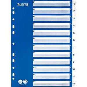 LEITZ® PP-Register mit blauem Deckblatt, Zahlen 1-12 LEITZ® PP-Register mit blauem Deckblatt, Zahlen 1-12
