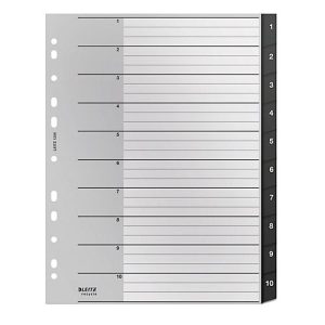 Leitz® Registermappe Recycle, A4, beschreibbar, Universalllochung, zu 100 % recycelbar, Kunststoff, schwarz, Taben 1-10