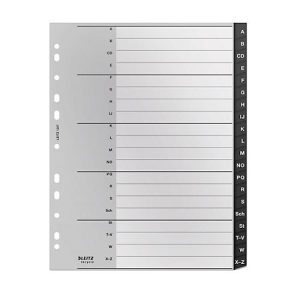 Leitz® Registermappe Recycle, A4, beschreibbar, Universalllochung, zu 100 % recycelbar, Kunststoff, schwarz, Taben A-Z