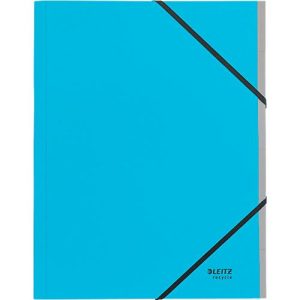 Leitz® Sammelmappe Recycle, A4, 6 Fächer mit Blanko-Taben, Inhaltsverzeichnis, Gummibandverschluss, 100 % recycelbar, Karton, blau