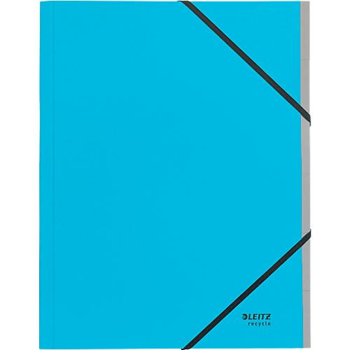Leitz® Sammelmappe Recycle, A4, 6 Fächer mit Blanko-Taben, Inhaltsverzeichnis, Gummibandverschluss, 100 % recycelbar, Karton, blau