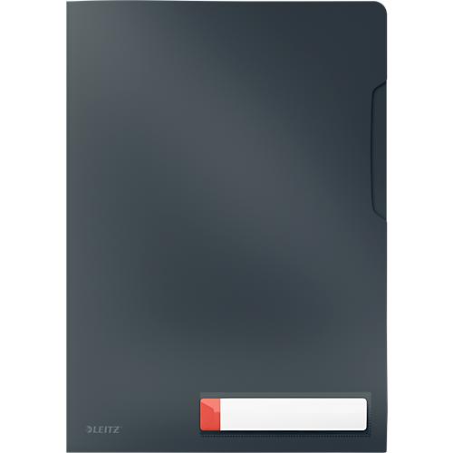 Leitz® Sichthülle Cosy Privacy, blickdicht, A4-Format, für bis zu 40 Blatt, mit Beschriftungsschild, 3 Stück, grau