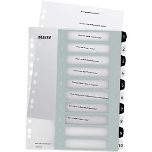 Leitz WOW Register, Kunststoff, schwarz-weiß, DIN A4, Überbreite, 1-10, 10 Taben, transparent Leitz WOW Register, Kunststoff, schwarz-weiß, DIN A4, Überbreite, 1-10, 10 Taben, transparent
