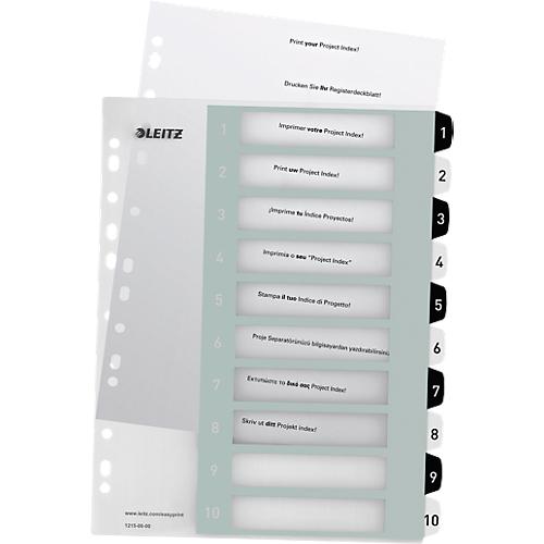 Leitz WOW Register, Kunststoff, schwarz-weiß, DIN A4, Überbreite, 1-10, 10 Taben, transparent