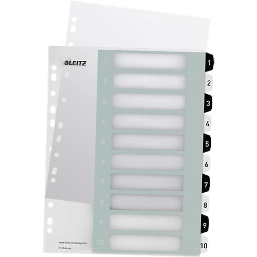 Leitz WOW Register, Kunststoff, schwarz-weiß, DIN A4, Überbreite, 1-12, 12 Taben, transparent