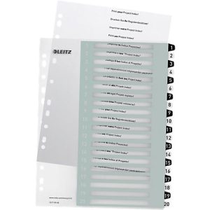 Leitz WOW Register, Kunststoff, schwarz-weiß, DIN A4, Überbreite, 1-20, 20 Taben, transparent Leitz WOW Register, Kunststoff, schwarz-weiß, DIN A4, Überbreite, 1-20, 20 Taben, transparent