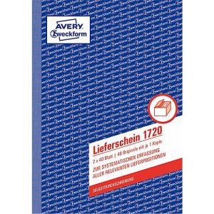 Lieferschein Avery Zweckform 1720, Format A5, 1 Buch mit 2 x 40 Blatt, FSC®-Papier, weiß/gelb Lieferschein Avery Zweckform 1720, Format A5, 1 Buch mit 2 x 40 Blatt, FSC®-Papier, weiß/gelb