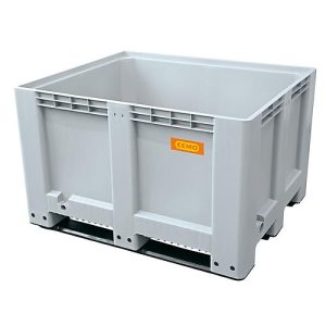 Logistikbox Cemo, Hart-Polyethylen (HDPE), grau, lebensmittelecht, B 1200 x T 1000 x H 760 mm, 200 l hoch, mit Kufen Logistikbox Cemo, Hart-Polyethylen (HDPE), grau, lebensmittelecht, B 1200 x T 1000 x H 760 mm, 200 l hoch, mit Kufen