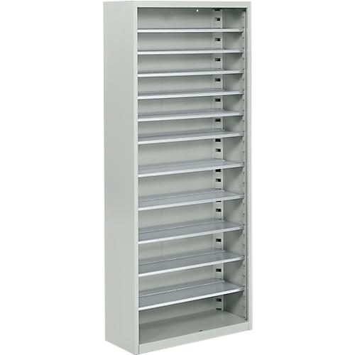 Magazinregal, 1690 mm hoch, 11 Böden, ohne Kästen, lichtgrau