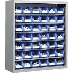 Magazinregal, 830 mm hoch, mit 6 Böden, inkl. 42 Kästen, hellsilber Magazinregal, 830 mm hoch, mit 6 Böden, inkl. 42 Kästen, hellsilber