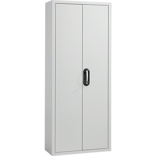 Magazinschrank, 1690 mm hoch, 14 Böden, 90 Kästen, mit Türen, lichtgrau
