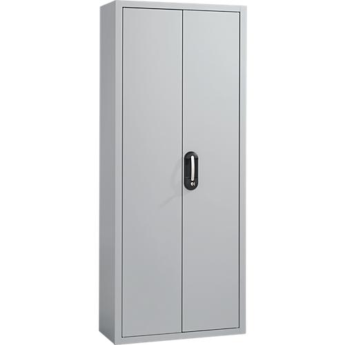 Magazinschrank, 1690 mm hoch, 14 Böden, ohne Kästen, mit Türen, hellsilber