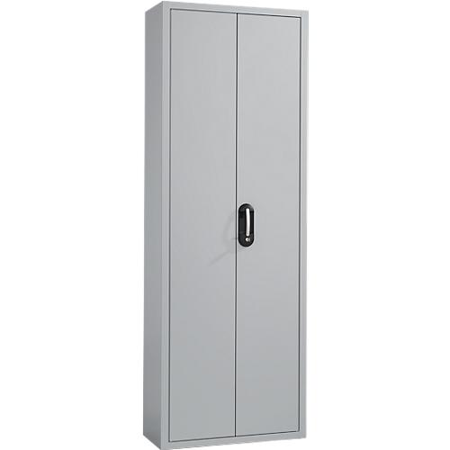 Magazinschrank, 1980 mm hoch, 12 Böden, ohne Kästen, mit Türen, hellsilber