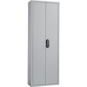 Magazinschrank, 1980 mm hoch, 18 Böden, ohne Kästen, mit Türen, hellsilber Magazinschrank, 1980 mm hoch, 18 Böden, ohne Kästen, mit Türen, hellsilber
