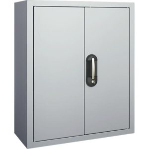 Magazinschrank, 830 mm hoch, 4 Böden, ohne Kästen, mit Türen, weißaluminium Magazinschrank, 830 mm hoch, 4 Böden, ohne Kästen, mit Türen, weißaluminium