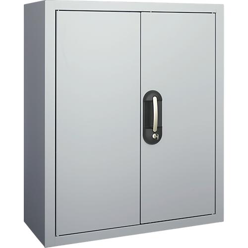 Magazinschrank, 830 mm hoch, 4 Böden, ohne Kästen, mit Türen, weißaluminium