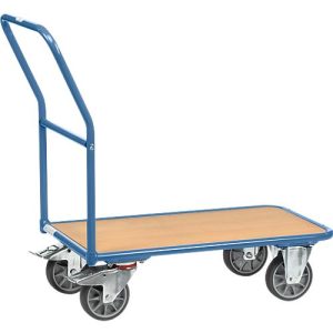 Magazinwagen, mit Holzplattform, L 850 x B 500 mm, bis 400 kg, Stahlrohr, blau Magazinwagen, mit Holzplattform, L 850 x B 500 mm, bis 400 kg, Stahlrohr, blau