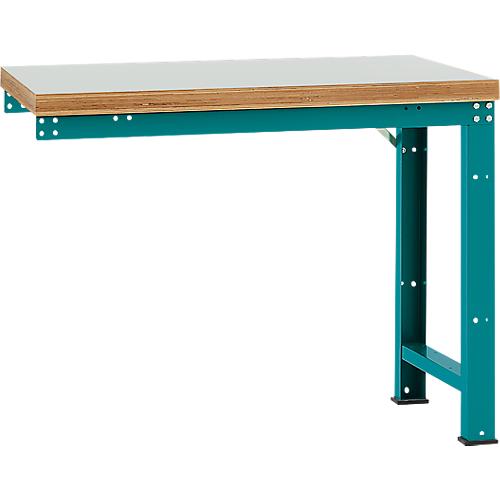 Manuflex Anbauwerkbank Profi Standard, Tischplatte Kunststoff, 1250 x 700 mm, wasserblau