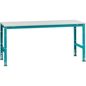 Manuflex Arbeitstisch UNIVERSAL Standard, 2000 x 1000 mm, Melamin lichtgrau, wasserblau Manuflex Arbeitstisch UNIVERSAL Standard, 2000 x 1000 mm, Melamin lichtgrau, wasserblau