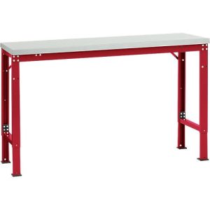 Manuflex Grundtisch UNIVERSAL Spezial, 1500 x 800 mm, Melamin lichtgrau, rubinrot Manuflex Grundtisch UNIVERSAL Spezial, 1500 x 800 mm, Melamin lichtgrau, rubinrot