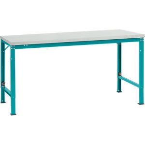 Manuflex Grundtisch UNIVERSAL Spezial, 1750 x 1000 mm, Melamin lichtgrau, wasserblau Manuflex Grundtisch UNIVERSAL Spezial, 1750 x 1000 mm, Melamin lichtgrau, wasserblau