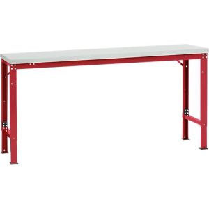 Manuflex Grundtisch UNIVERSAL Spezial, 1750 x 800 mm, Kunststoff lichtgrau, rubinrot Manuflex Grundtisch UNIVERSAL Spezial, 1750 x 800 mm, Kunststoff lichtgrau, rubinrot