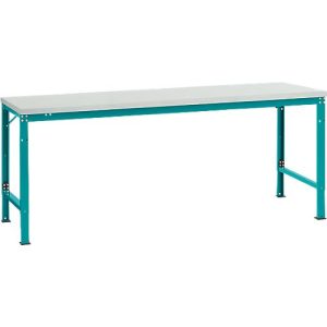 Manuflex Grundtisch UNIVERSAL Spezial, 2000 x 1000 mm, Kunststoff lichtgrau, wasserblau Manuflex Grundtisch UNIVERSAL Spezial, 2000 x 1000 mm, Kunststoff lichtgrau, wasserblau
