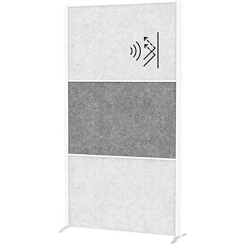 MAUL Stellwandsystem MAULconnecto, 2 x Akustikvlies hell, 1 x Akustikvlies dunkel, Klettverbindung, Standfuß, H 1800 x B 1000 mm, weiß