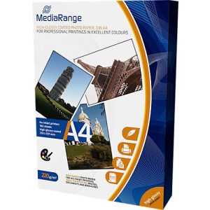 MediaRange Fotopapier A4, für Tintenstrahldrucker, hochglänzend, 100 Blatt a 220 g MediaRange Fotopapier A4, für Tintenstrahldrucker, hochglänzend, 100 Blatt a 220 g