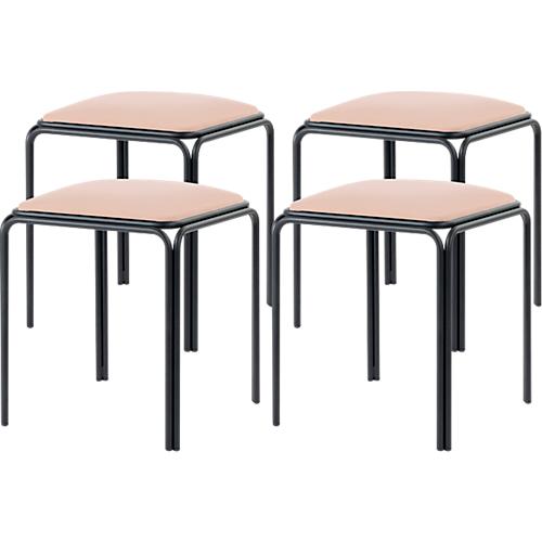 Meet by Paperflow Hocker Bistro, Stahl mit Kunstlederbezug, Sitzhöhe 495 mm, B 420 x T 420 x H 495 mm, 4 Stück, schwarz/elfenbein