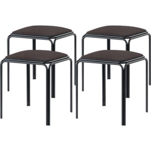 Meet by Paperflow Hocker Bistro, Stahl mit Kunstlederbezug, Sitzhöhe 495 mm, B 420 x T 420 x H 495 mm, 4 Stück, schwarz Meet by Paperflow Hocker Bistro, Stahl mit Kunstlederbezug, Sitzhöhe 495 mm, B 420 x T 420 x H 495 mm, 4 Stück, schwarz