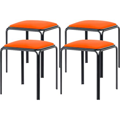 Meet by Paperflow Hocker Bistro, Stahl mit Kunstlederbezug, Sitzhöhe 495 mm, B 420 x T 420 x H 495 mm, 4 Stück, schwarz/rost