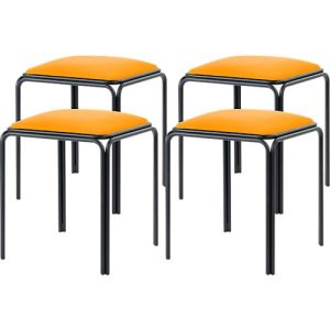 Meet by Paperflow Hocker Bistro, Stahl mit Kunstlederbezug, Sitzhöhe 495 mm, B 420 x T 420 x H 495 mm, 4 Stück, schwarz/safran Meet by Paperflow Hocker Bistro, Stahl mit Kunstlederbezug, Sitzhöhe 495 mm, B 420 x T 420 x H 495 mm, 4 Stück, schwarz/safran