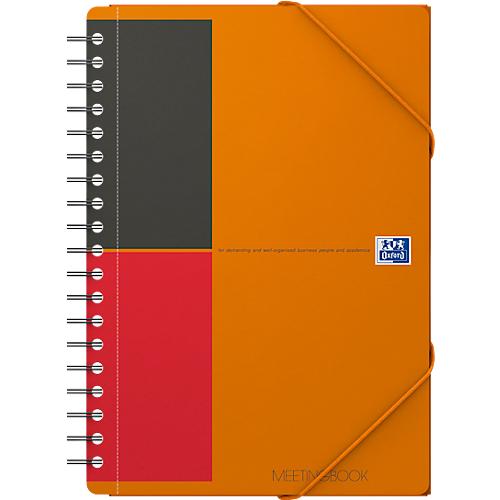 Meetingbook Oxford International, DIN B5, weiß-liniert, 80 Blatt, spiralgebunden, Optik Paper, orange/rot/schwarz