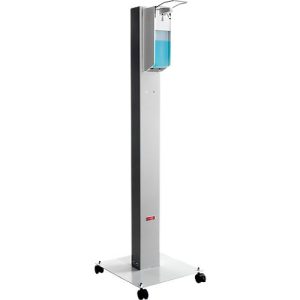 Mobile Hygienestation Manuflex Proficlean S, modular, B 400 x T 400 x H 1295 mm, Stahl, lichtgrau RAL 7035 Mobile Hygienestation Manuflex Proficlean S, modular, B 400 x T 400 x H 1295 mm, Stahl, lichtgrau RAL 7035