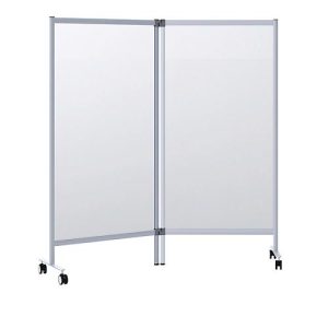 Mobile Spuckschutz-Doppeltrennwand Modell A, Acrylglas, Stärke 3 mm, B 1715 x T 390 x H 1800 mm, mit Rollen Mobile Spuckschutz-Doppeltrennwand Modell A, Acrylglas, Stärke 3 mm, B 1715 x T 390 x H 1800 mm, mit Rollen