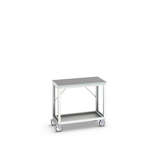 Mobile Werkbank Bott verso, Linoleum-Platte, 1 Ablageboden, mit Querstrebenset, B 1000 x T 600 x H 930 mm, RAL 7035 Lichtgrau