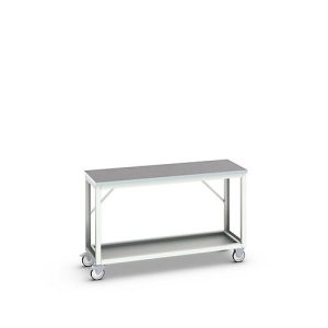 Mobile Werkbank Bott verso, Linoleum-Platte, 1 Ablageboden, mit Querstrebenset, B 1500 x T 600 x H 930 mm, RAL 7035 Lichtgrau Mobile Werkbank Bott verso, Linoleum-Platte, 1 Ablageboden, mit Querstrebenset, B 1500 x T 600 x H 930 mm, RAL 7035 Lichtgrau