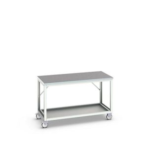 Mobile Werkbank Bott verso, Linoleum-Platte, 1 Ablageboden, mit Querstrebenset, B 1500 x T 800 x H 930 mm, RAL 7035 Lichtgrau Mobile Werkbank Bott verso, Linoleum-Platte, 1 Ablageboden, mit Querstrebenset, B 1500 x T 800 x H 930 mm, RAL 7035 Lichtgrau