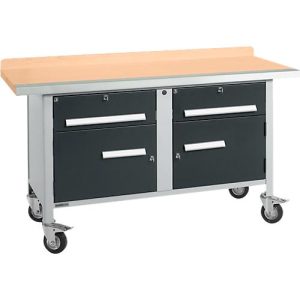 Mobile Werkbank Schäfer Shop Select PWi 150-0, Buche Multiplexplatte, mit Stahlkante, bis 400 kg, B 1500 x T 700 x H 840 mm Mobile Werkbank Schäfer Shop Select PWi 150-0, Buche Multiplexplatte, mit Stahlkante, bis 400 kg, B 1500 x T 700 x H 840 mm