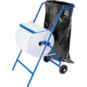 Mobiler Papierrollenhalter, für Rollenbreite 400 mm, Abreißkante & Halterung für Müllsäcke bis 120 l, B 550 x T 700 x H 900 mm Mobiler Papierrollenhalter, für Rollenbreite 400 mm, Abreißkante & Halterung für Müllsäcke bis 120 l, B 550 x T 700 x H 900 mm