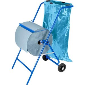 Mobiler Putztuchspender, für 1 Rolle mit B 400 mm & 1 Müllsack bis 120 l, Abreißkante + 50 Abfallsäcke & 2 Industrieputzrollen mit jeweils 1000 Blatt Mobiler Putztuchspender, für 1 Rolle mit B 400 mm & 1 Müllsack bis 120 l, Abreißkante + 50 Abfallsäcke & 2 Industrieputzrollen mit jeweils 1000 Blatt