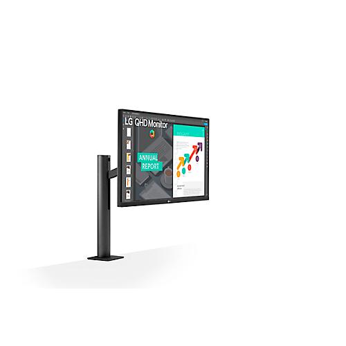 Monitor LG Ergo 27QN880, 27', 16:9, inkl. OneClick-Standfuß, 2xHDMI, 2 x USB 3.0, Lautsprecher, B 613,5 x T 404,5 x H 604 mm, anthrazit