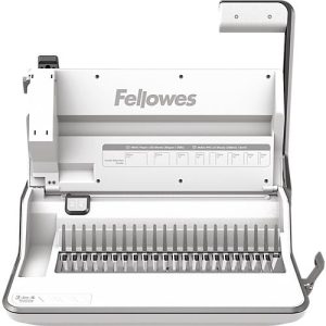 Multifunktions-Bindegerät Fellowes Lyra, binden/heften/lochen, bis DIN A4, B 423 x T 395 x H 153 mm, silber-weiß