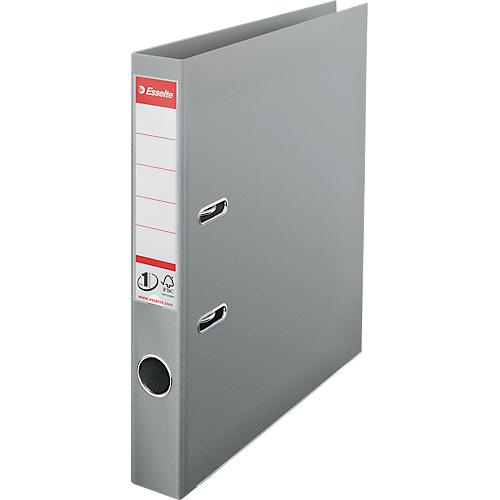 Ordner Esselte® No. 1, A4, Rückenbreite 50 mm, für ca. 350 Blatt, Hebelmechanik, Rückenschild, Griffloch & Raumsparschlitze, FSC®-Karton, grau